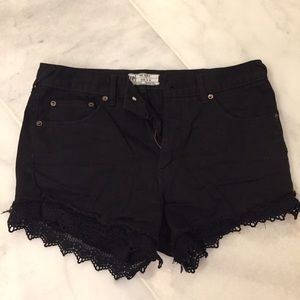 Free People crochet trim jean shorts black